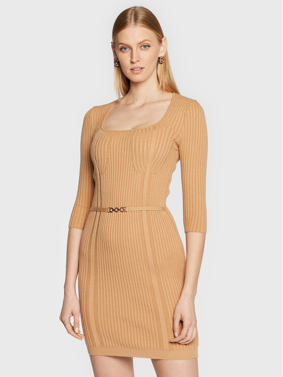Rinascimento Плетена рокля CFM0010919003 Кафяв Slim Fit за Жени цена