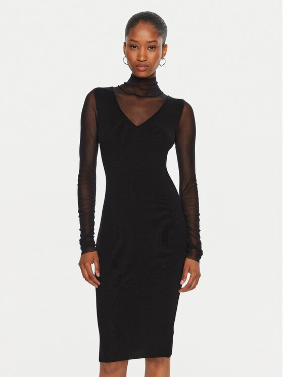Rinascimento Плетена рокля CFM0011619003 Черен Slim Fit за Жени цена