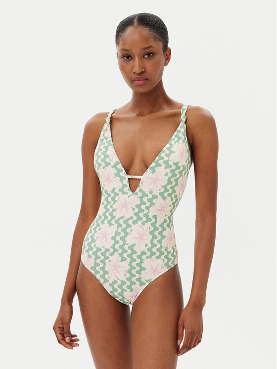 Roxy Бански костюм Hibiscus Daze ERJX103713 Бежов за Жени цена