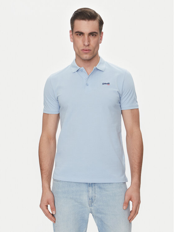 SCHOTT N.Y.C. Тениска с яка и копчета PSCASUAL Син Regular Fit за Мъже цена