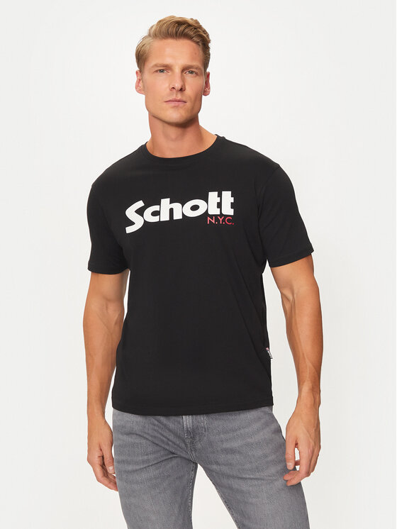 SCHOTT N.Y.C. Тишърт TSLOGO Черен Regular Fit за Мъже цена