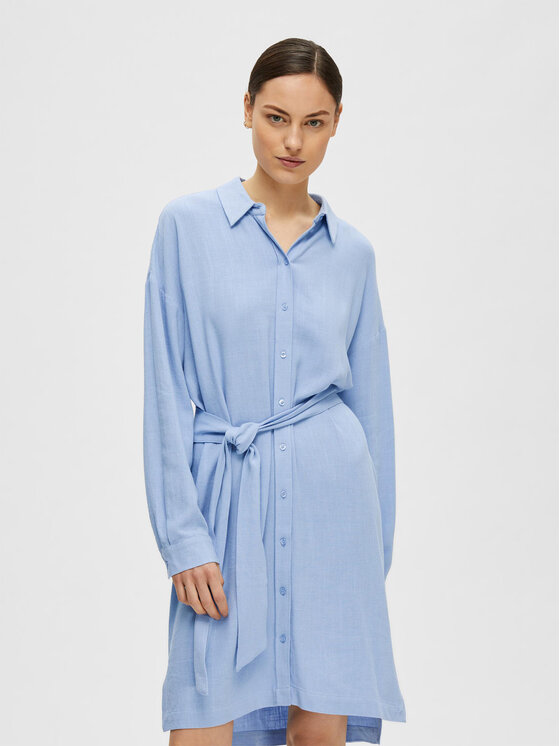 Selected Femme Рокля тип риза 16089666 Син Relaxed Fit за Жени цена