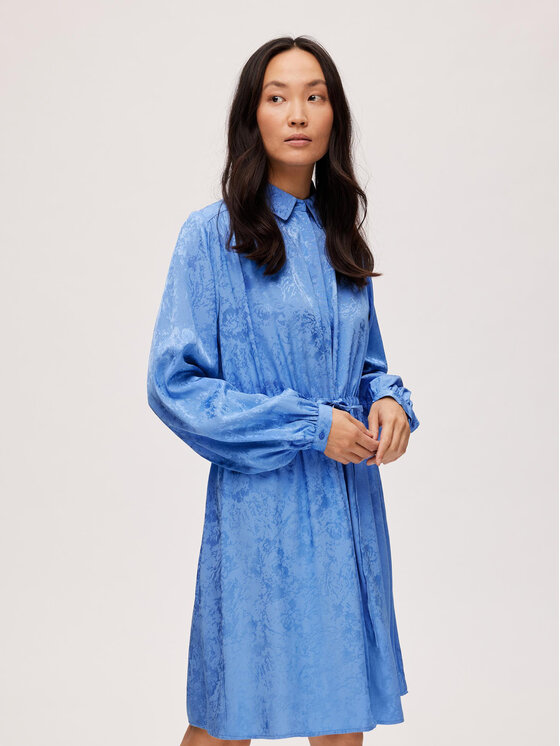 Selected Femme Рокля тип риза Blue 16088066 Син Regular Fit за Жени цена