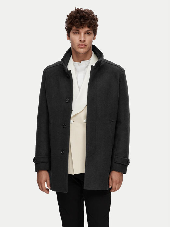 Selected Homme Вълнено палто 16094322 Черен Regular Fit за Мъже цена