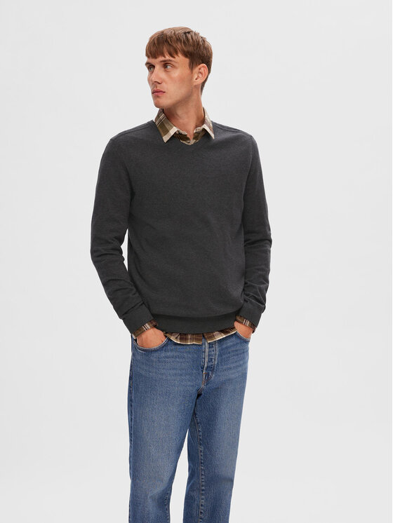Selected Homme Пуловер 16090147 Сив Regular Fit за Мъже цена