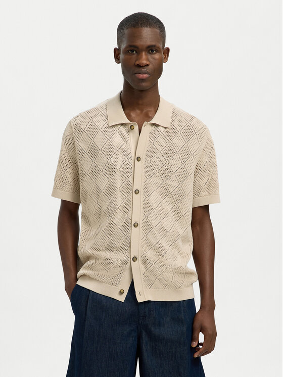 Selected Homme Риза 16097564 Бежов Regular Fit за Мъже цена