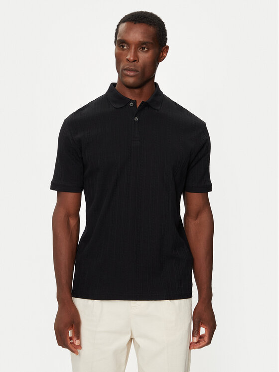 Selected Homme Тениска с яка и копчета 16094575 Черен Regular Fit за Мъже цена