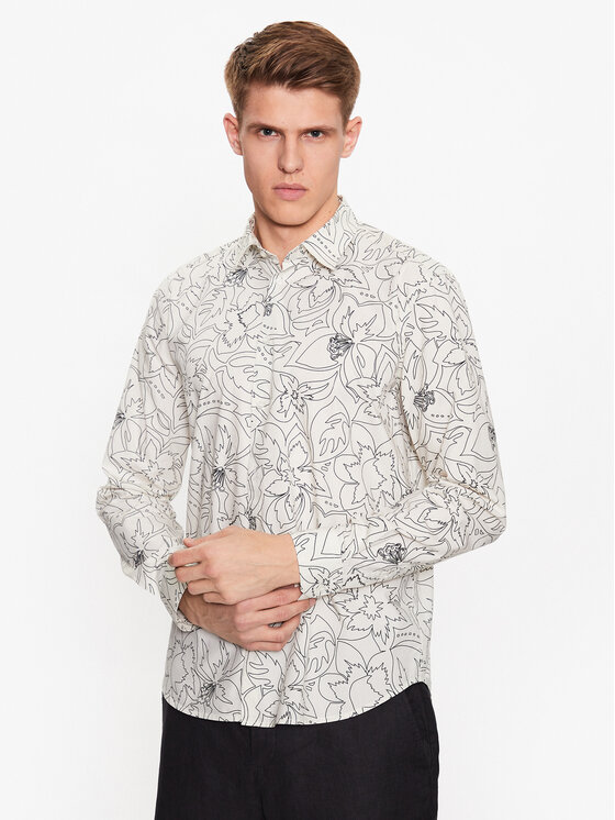 Sisley Риза 5T56SQ025 Бял Regular Fit за Мъже цена