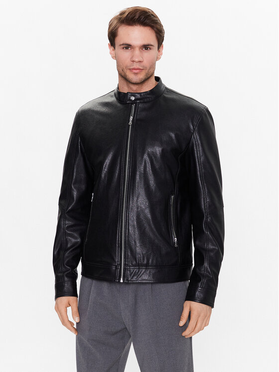 Sisley Яке от имитация на кожа 21DYSN01L Черен Regular Fit за Мъже цена