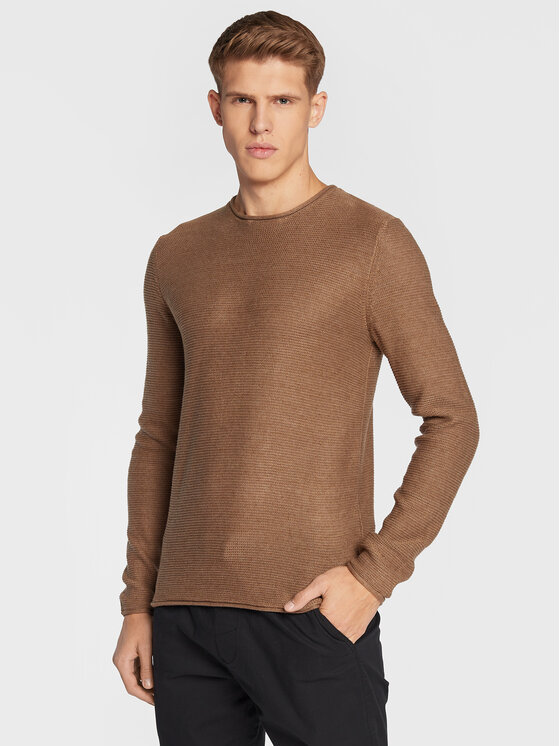 Solid Пуловер 21104152 Кафяв Regular Fit за Мъже цена