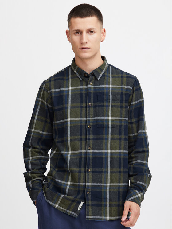Solid Риза 21107051 Зелен Regular Fit за Мъже цена