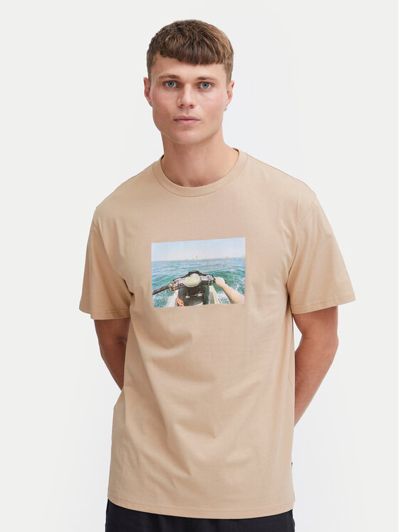 Solid Тишърт 21108237 Бежов Regular Fit за Мъже цена