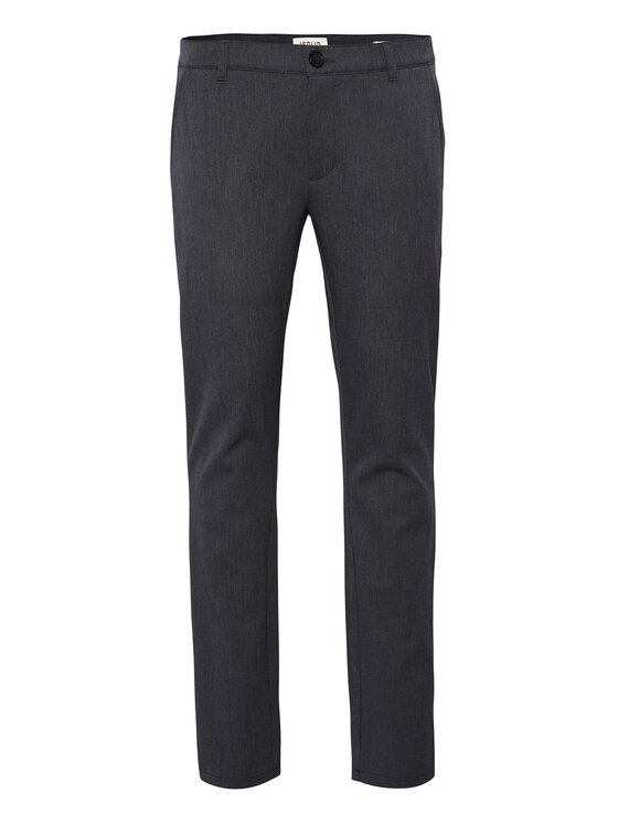 Solid Чино панталони 21200141 Сив Slim Fit за Мъже цена