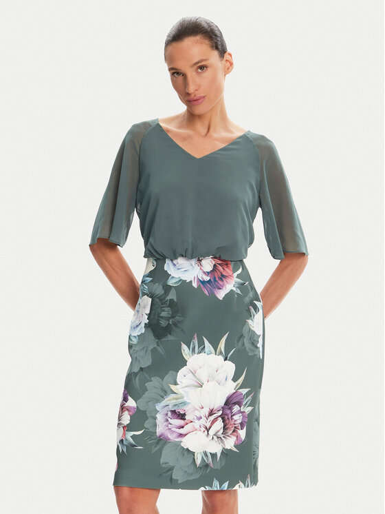 Swing Коктейлна рокля 5AE28900 Зелен Slim Fit за Жени цена