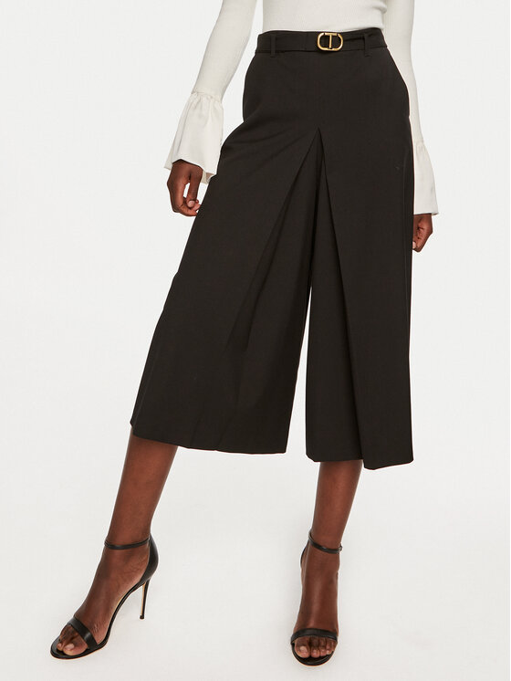 TWINSET Панталони тип кюлоти 242TP2162 Черен Loose Fit за Жени цена