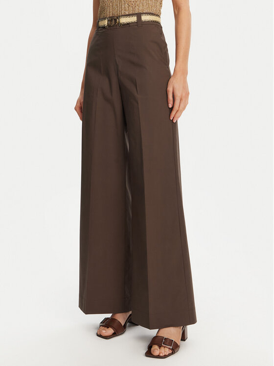 TWINSET Панталони тип палацо 251TT2105 Кафяв Wide Leg за Жени цена