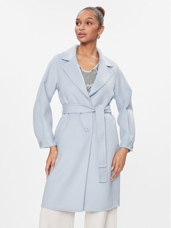 TWINSET Преходно палто 241TP2010 Светлосиньо Regular Fit за Жени цена