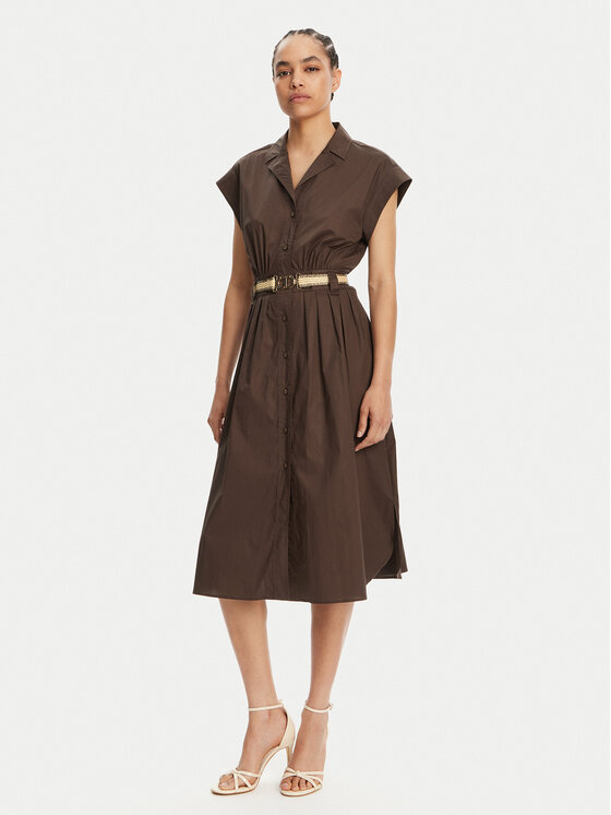 TWINSET Рокля тип риза 251TT2102 Кафяв Loose Fit за Жени цена