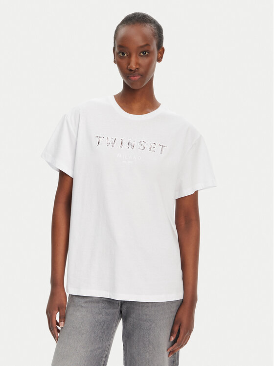 TWINSET Тишърт 251TT2041 Бял Relaxed Fit за Жени цена