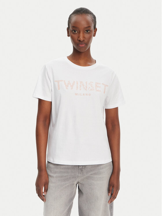TWINSET Тишърт 251TT2042 Бял Regular Fit за Жени цена