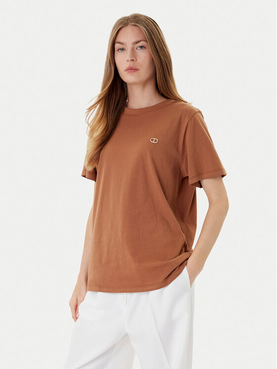 TWINSET Тишърт 252TP2057 Кафяв Loose Fit за Жени цена