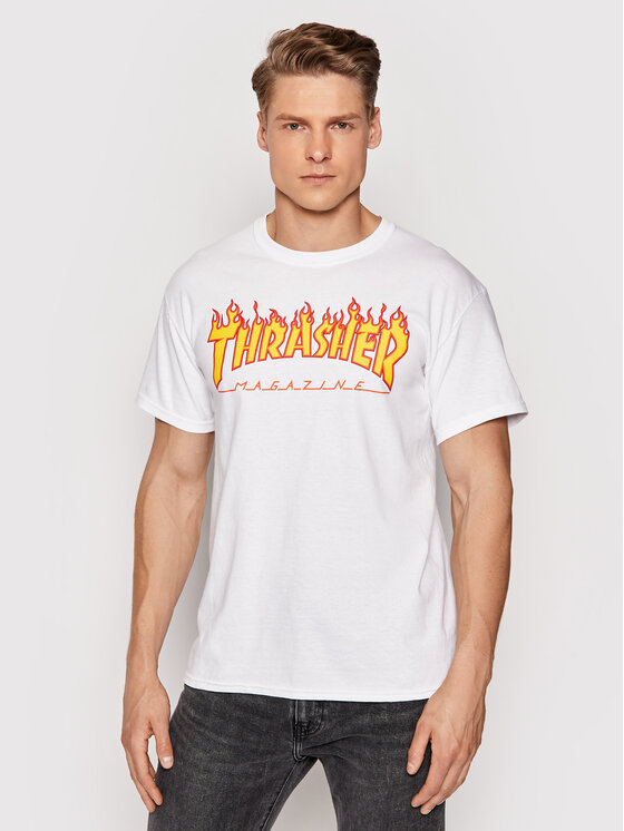 Thrasher Тишърт Flame Бял Regular Fit за Мъже цена