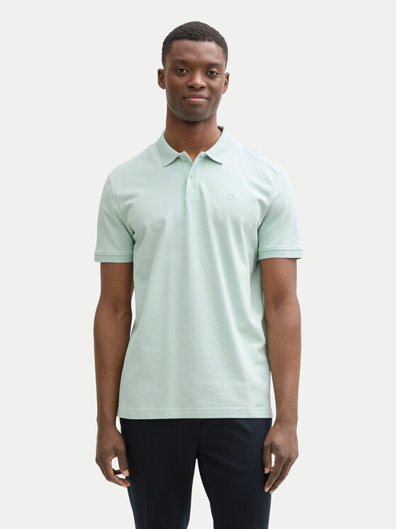 Tom Tailor Denim Тениска с яка и копчета 1045587 Зелен Regular Fit за Мъже цена