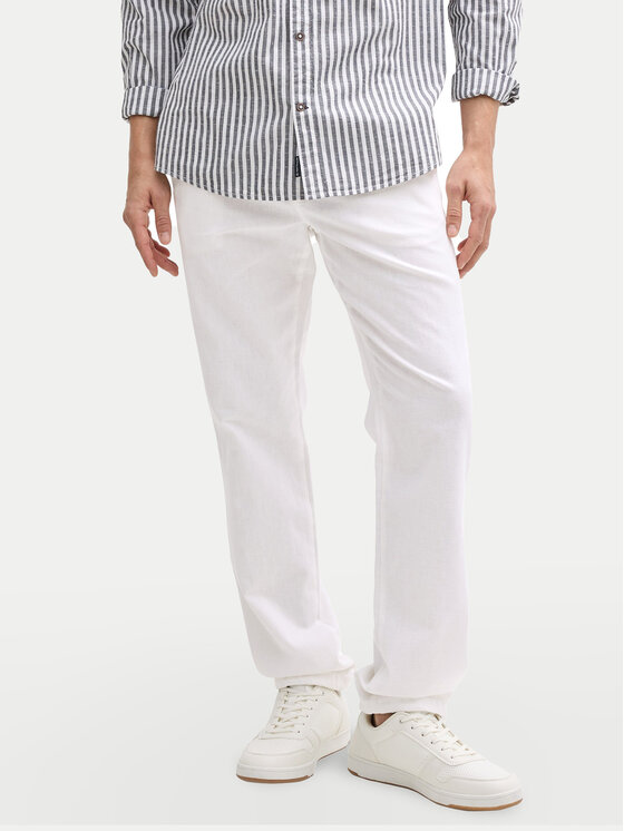 Tom Tailor Текстилни панталони 1044716 Бял Regular Fit за Мъже цена