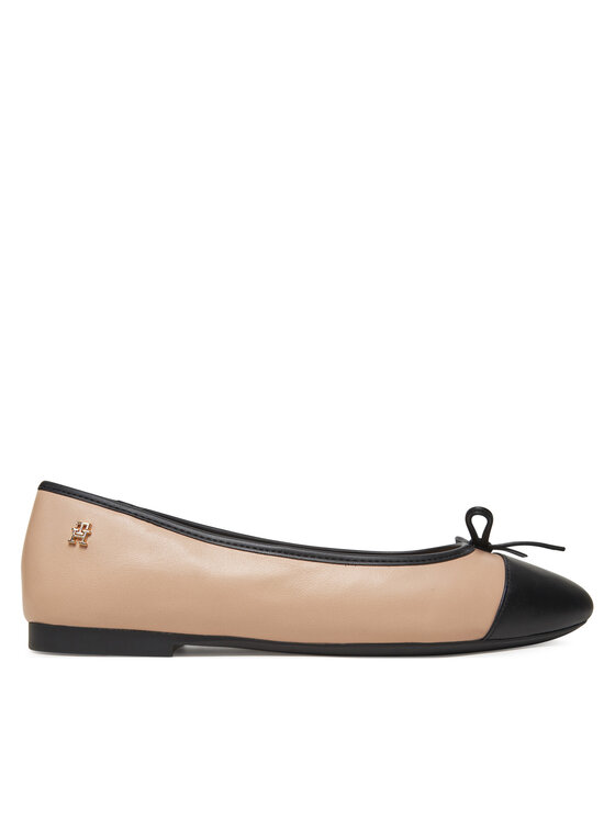 Tommy Hilfiger Балеринки Toe Cap Leather Ballerina FW0FW08759 Екрю за Жени цена