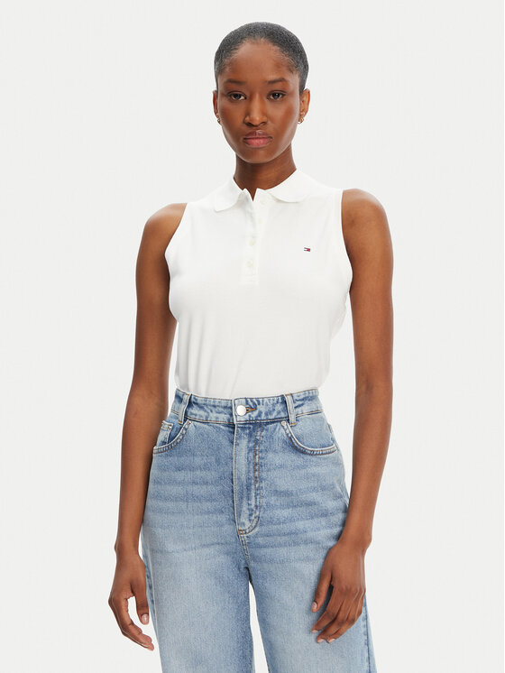 Tommy Hilfiger Блуза 1985 WW0WW46790 Бял Slim Fit за Жени цена