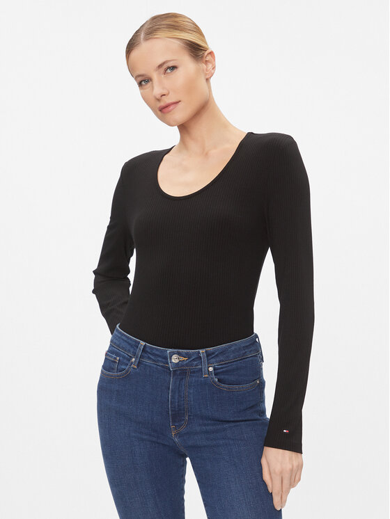 Tommy Hilfiger Блуза WW0WW41654 Черен Slim Fit за Жени цена