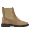Tommy Hilfiger Боти тип челси Flag Suede Low Chelsea FW0FW08176 Бежов за Жени цена