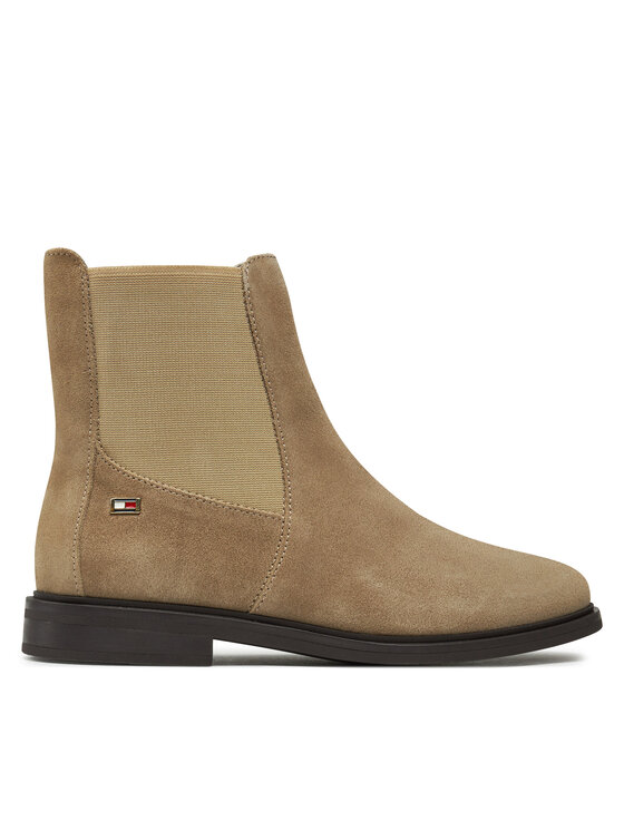Tommy Hilfiger Боти тип челси Flag Suede Low Chelsea FW0FW08176 Бежов за Жени цена