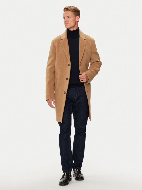 Tommy Hilfiger Вълнено палто MW0MW36611 Бежов Regular Fit за Мъже цена