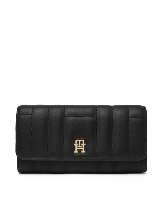 Tommy Hilfiger Голям дамски портфейл Feminine Lrg Flap AW0AW17475 Черен за Жени цена