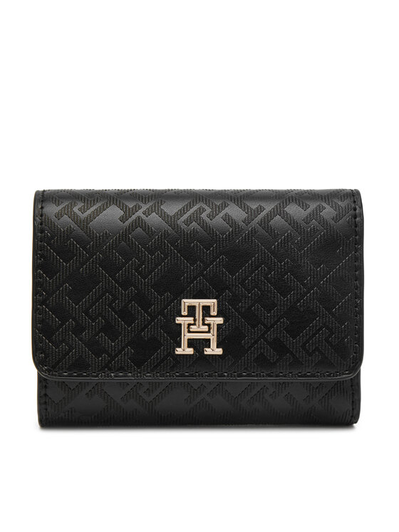 Tommy Hilfiger Голям дамски портфейл Th Distinct Trifold Wallet Mono AW0AW17257 Черен за Жени цена