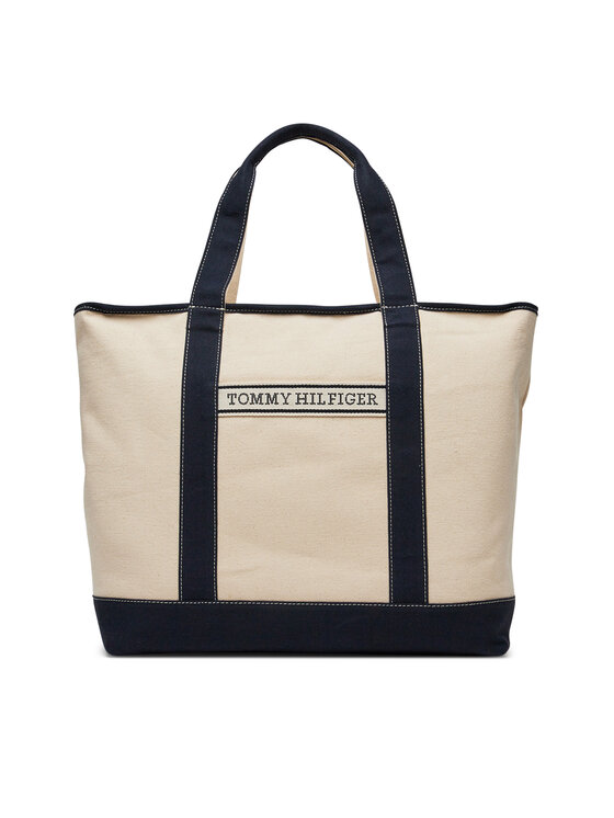 Tommy Hilfiger Дамска чанта Th Summer Canvas Tote AW0AW17421 Бежов за Жени цена