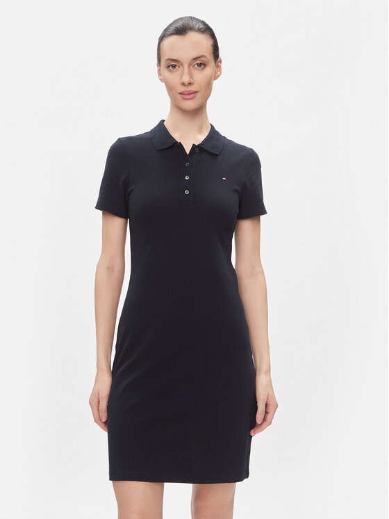 Tommy Hilfiger Ежедневна рокля 1985 Slim Pique Polo Dress Ss WW0WW42048 Тъмносин Slim Fit за Жени цена