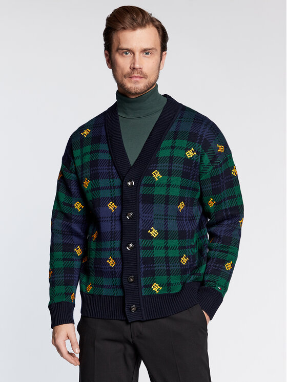 Tommy Hilfiger Кардиган Monogram MW0MW29037 Тъмносин Regular Fit за Мъже цена