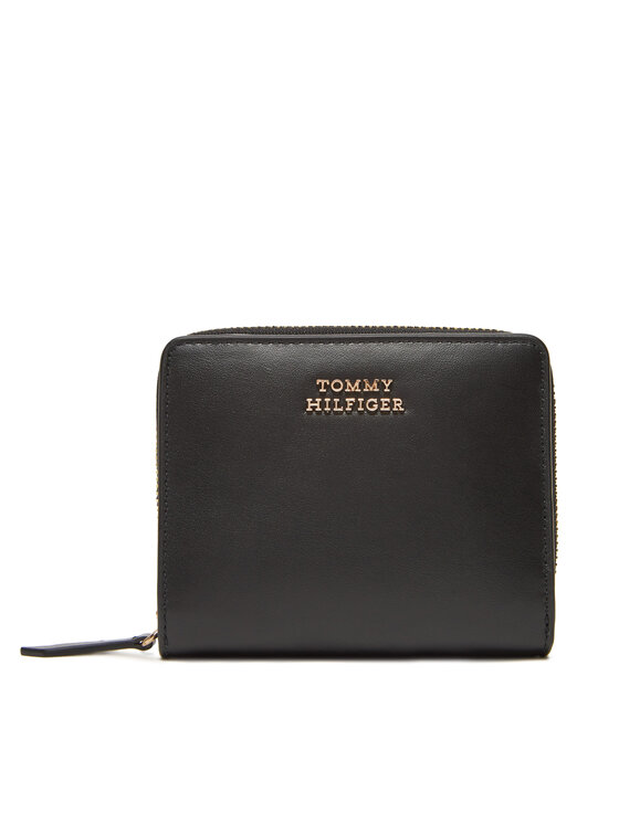 Tommy Hilfiger Малък дамски портфейл Th Leather Slg Med Za Flap AW0AW17499 Черен за Жени цена