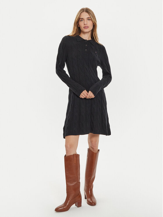 Tommy Hilfiger Плетена рокля WW0WW43085 Черен Regular Fit за Жени цена