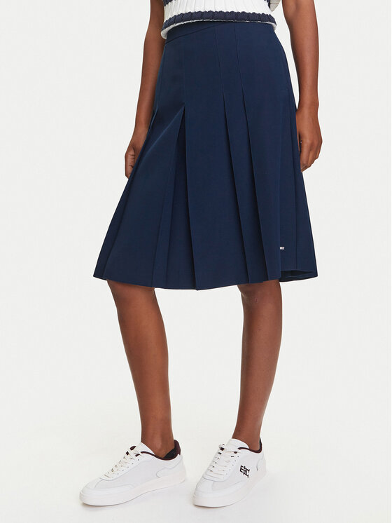 Tommy Hilfiger Плисирана пола WW0WW46796 Тъмносин Regular Fit за Жени цена
