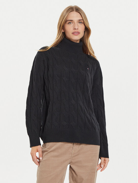 Tommy Hilfiger Поло WW0WW43102 Черен Regular Fit за Жени цена