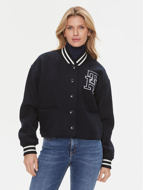 Tommy Hilfiger Преходно яке Varsity WW0WW40251 Тъмносин Relaxed Fit за Жени цена