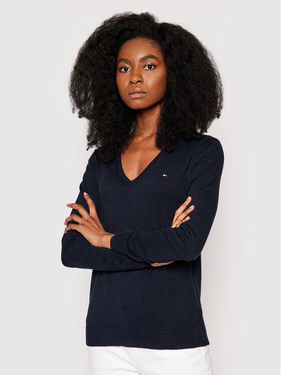 Tommy Hilfiger Пуловер Heritage WW0WW25294 Тъмносин Regular Fit за Жени цена