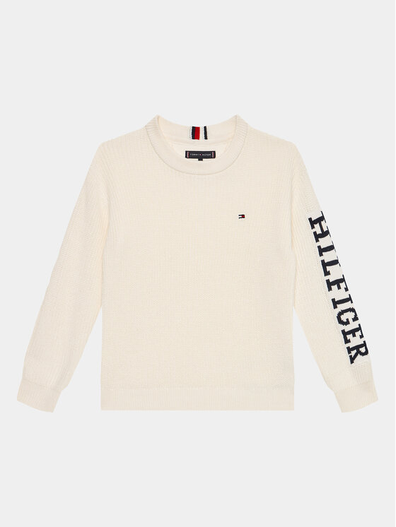 Tommy Hilfiger Пуловер Monotype KB0KB08364 D Екрю Regular Fit за Момчета цена