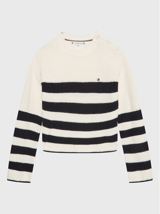 Tommy Hilfiger Пуловер Nautical KG0KG07078 D Екрю Regular Fit за Момичета цена