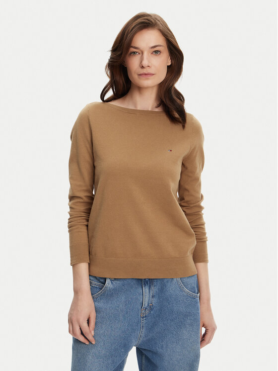 Tommy Hilfiger Пуловер WW0WW40099 Кафяв Regular Fit за Жени цена