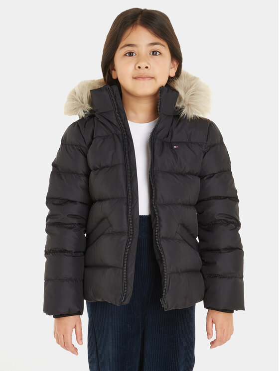 Tommy Hilfiger Пухено яке Essential KG0KG07399 S Черен Regular Fit за Момичета цена