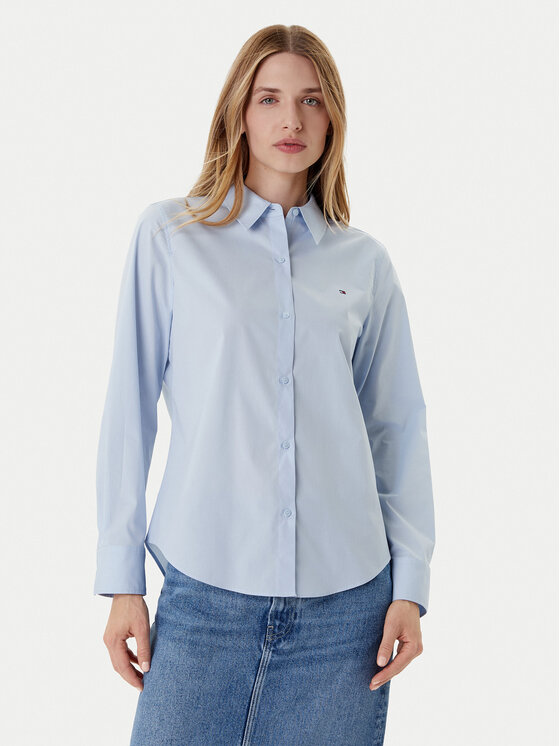Tommy Hilfiger Риза Ess WW0WW47169 Светлосиньо Regular Fit за Жени цена
